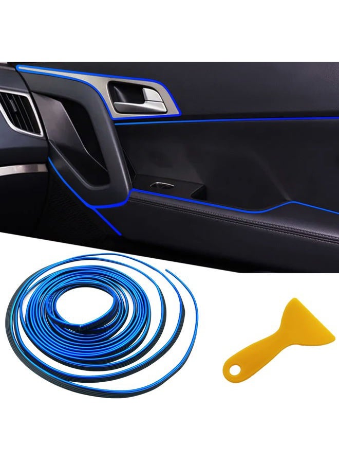 OSIFIT Car Interior Trim Strips, 16.4ft Car Electroplating Decoration Styling Door Dashboard, Flexible Interior Trim Accessories with Installing Tool (blue) - Image 1
