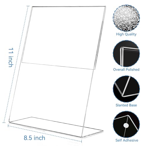 EHWINE 12 Pack Acrylic Sign Holder 8.5 x 11, L Shape Clear Plastic Display Stand, Slanted Back Picture Frame Menu Flyer Paper Display Stand up Table Top Sign Holders for Restaurant, Office and School - Image 4
