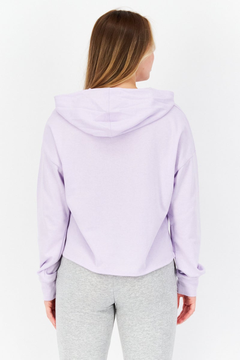 Marc New York Women Hooded Long Sleeve Solid Sweatshirt, Lavender - Image 4