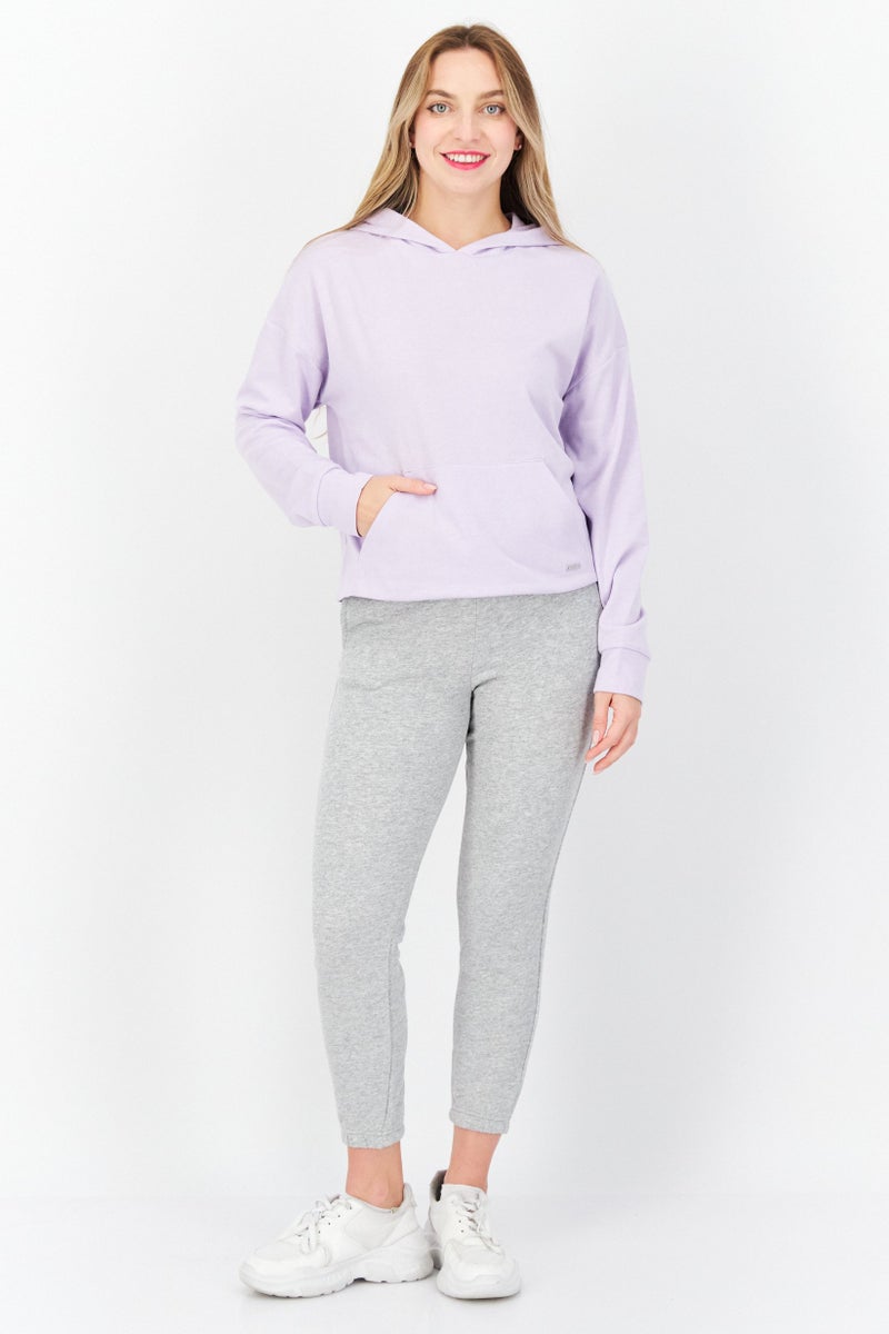 Marc New York Women Hooded Long Sleeve Solid Sweatshirt, Lavender - Image 2