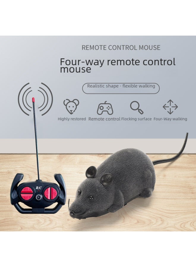 Interactive Electric Pet Toy Mouse Remote Control Four-way Control Plush Simulation Infrared Shake Furry Surface-Color:Black Mouse -4 Packs  - Image 2