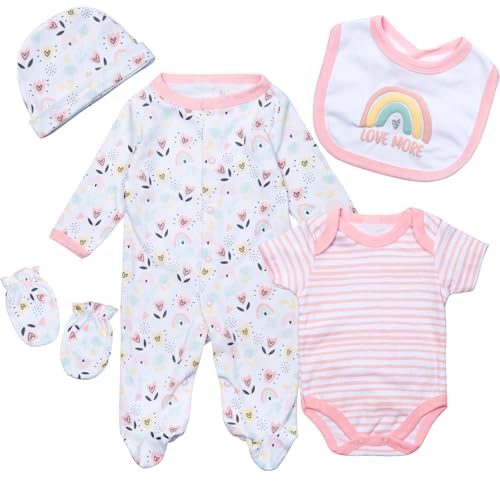 Pedolltree Reborn Baby Doll Clothes Girl Outfit Accessories 5 pcs Set for 1722 Inch Reborn Dolls Newborn Baby Girl Doll Clothes - Image 1