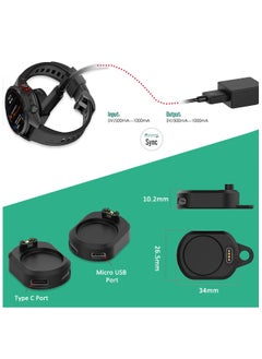 ماركة غير محددة محطة شحن متوافقة مع ساعة جارمين، محول شحن USB C و Micro USB، موصل عائم شاحن يو إس بي، متوافق مع سلسلة فينكس، إنستينكت، تايد، تاكتكال، فوررنر والمزيد.  - Image 4