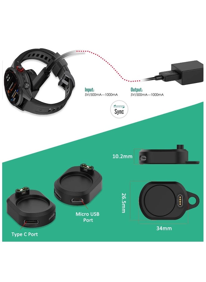 ماركة غير محددة محطة شحن متوافقة مع ساعة جارمين، محول شحن USB C و Micro USB، موصل عائم شاحن يو إس بي، متوافق مع سلسلة فينكس، إنستينكت، تايد، تاكتكال، فوررنر والمزيد.  - Image 4