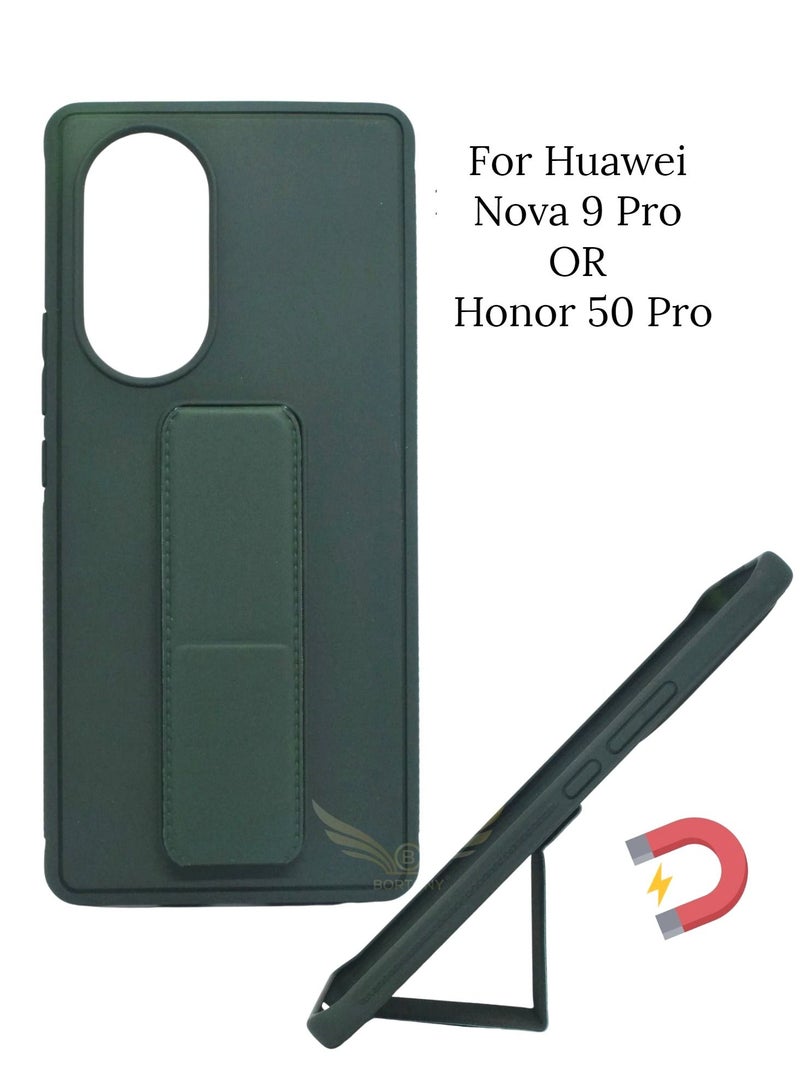 BORTONY Fully Covered With Finger Grip Stand Holder Anti Slip Shockproof Protective Case Cover For Huawei Nova 9 Pro/Honor 50 Pro  - Image 1