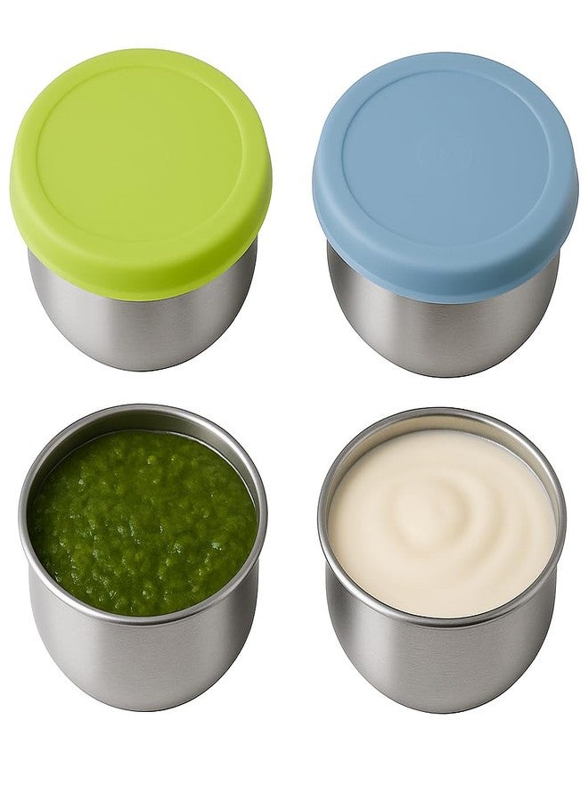 sunlife - Stainless Steel Chutney Dabba Set Of 4 (100ml each) - Durable Food-Grade Plastic Lids, Perfect Small Tiffin Boxes for Chutney, Salad, Dips & Pickle (Style-75 (100ml Each), Pack Of 4) - Image 1