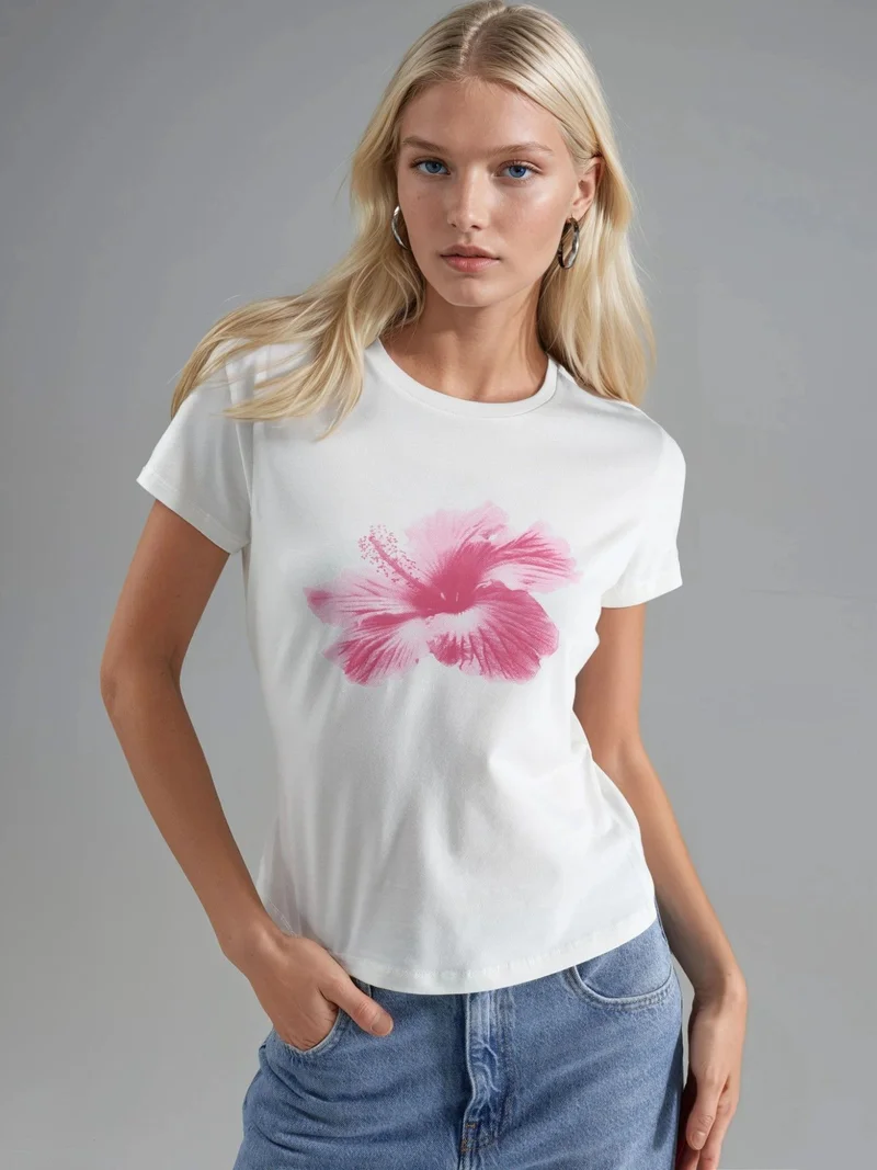 HICCUP Patterned Fitted T-Shirt