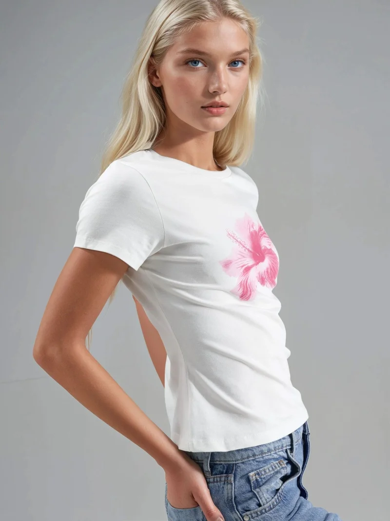 هيكاب تيشيرت ضيق بنقوش