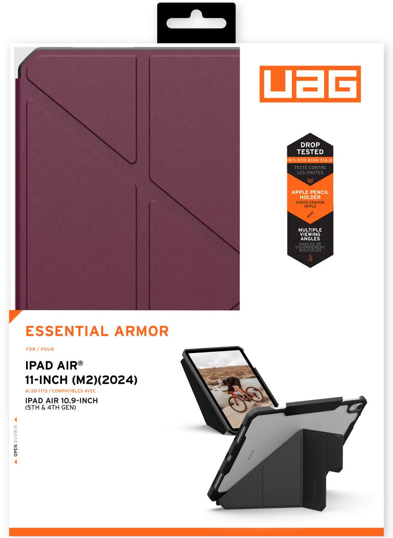 Urban Armor Gear - UAG Essential Armor for iPad AIR 11 inch Case Cover (2024) M2 Folio with Pencil Holder and Adjustable Multi-Angle Viewing Stand - Bordeaux - Image 1