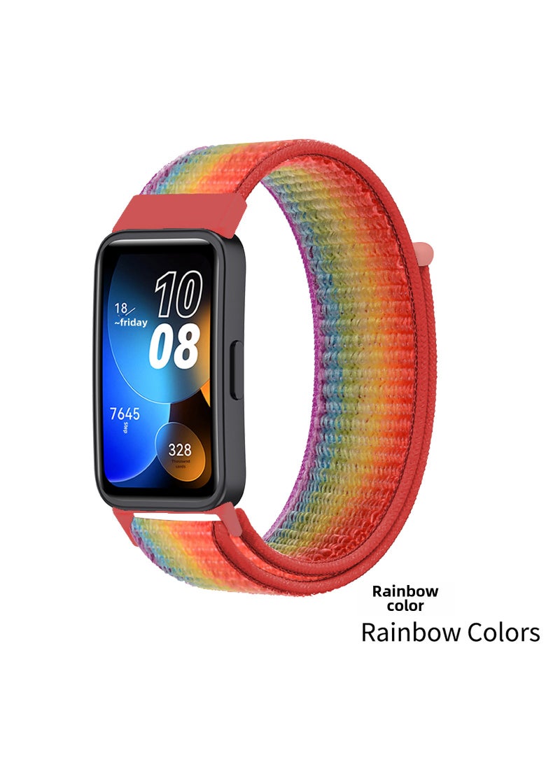 Generic 1 x 5 pcs Nylon Loop Band Magic Strap for Huawei Band 9 6# Rainbow 