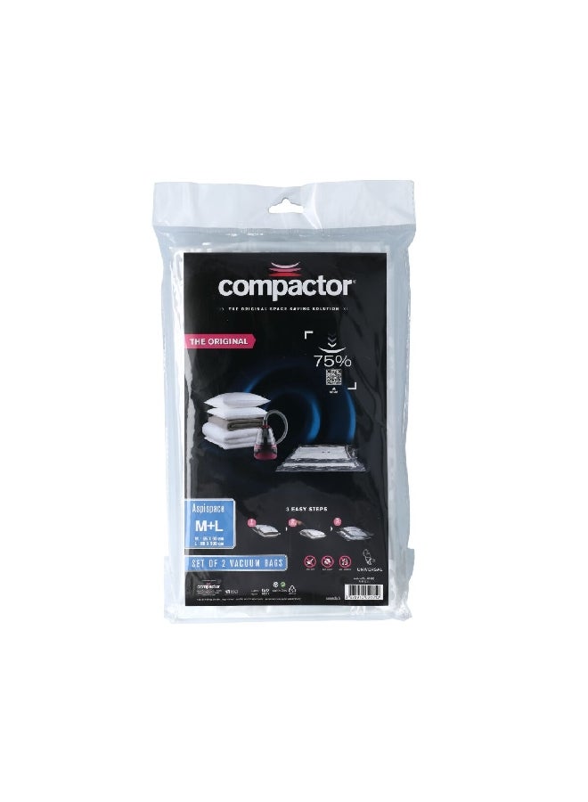COMPACTOR 2-Piece Vacuum Bag Set Clear Medium and Large RAN2233 - Image 1