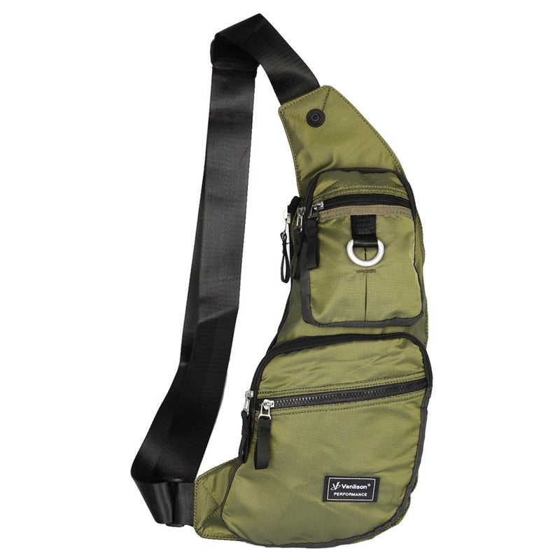 INNTURT Nylon Sling Chest Bag Daypack Bicycle Travel Gym Backpack (StyleC-Green) - Image 1