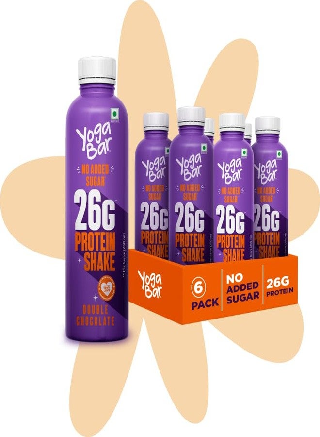 Yogabar 26g Protein Milk Shake, with 26g Protein, No Added Sugar - Ideal for Daily Protein Consumption, Workouts, Sports & more - Pack of 6 (250ml, Double Chocolate) - Image 1