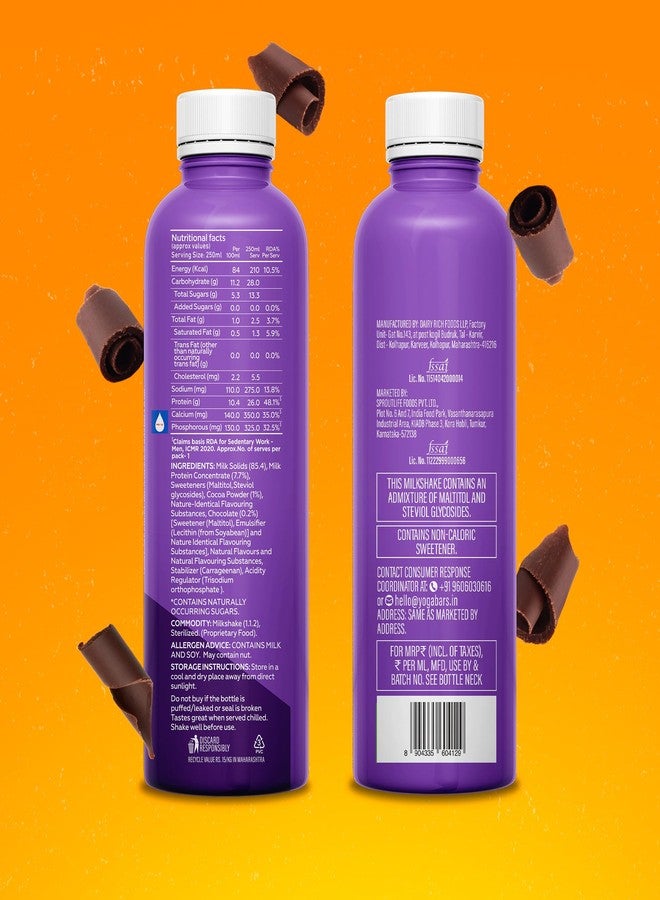 Yogabar 26g Protein Milk Shake, with 26g Protein, No Added Sugar - Ideal for Daily Protein Consumption, Workouts, Sports & more - Pack of 6 (250ml, Double Chocolate) - Image 2