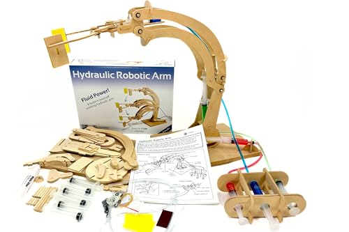 PATHFINDERS STEM Kit Hydraulic Robotic Arm Wooden Building Kit for Kids Ages 812 Mechanical Engineering Toy HandsOn STEM Project for Boys Girls - Image 1