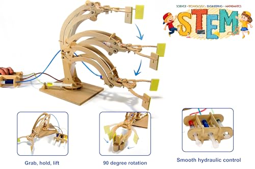 PATHFINDERS STEM Kit Hydraulic Robotic Arm Wooden Building Kit for Kids Ages 812 Mechanical Engineering Toy HandsOn STEM Project for Boys Girls - Image 5