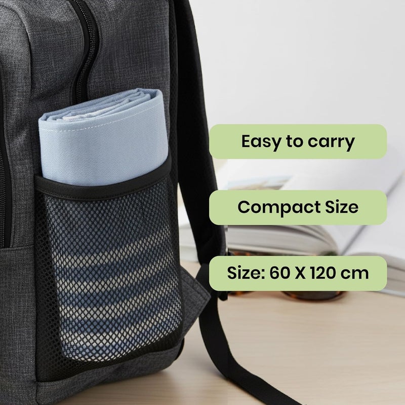 Mush Grab & Go Bamboo Travel Towel | 100% Bamboo Bath Towel for Beach, Hiking & Gym Towel for Men Workout | Compact Towels with Travel Bag | 60x120 cms, 250GSM Quick Dry & Featherlight | Muted Blue - Image 2