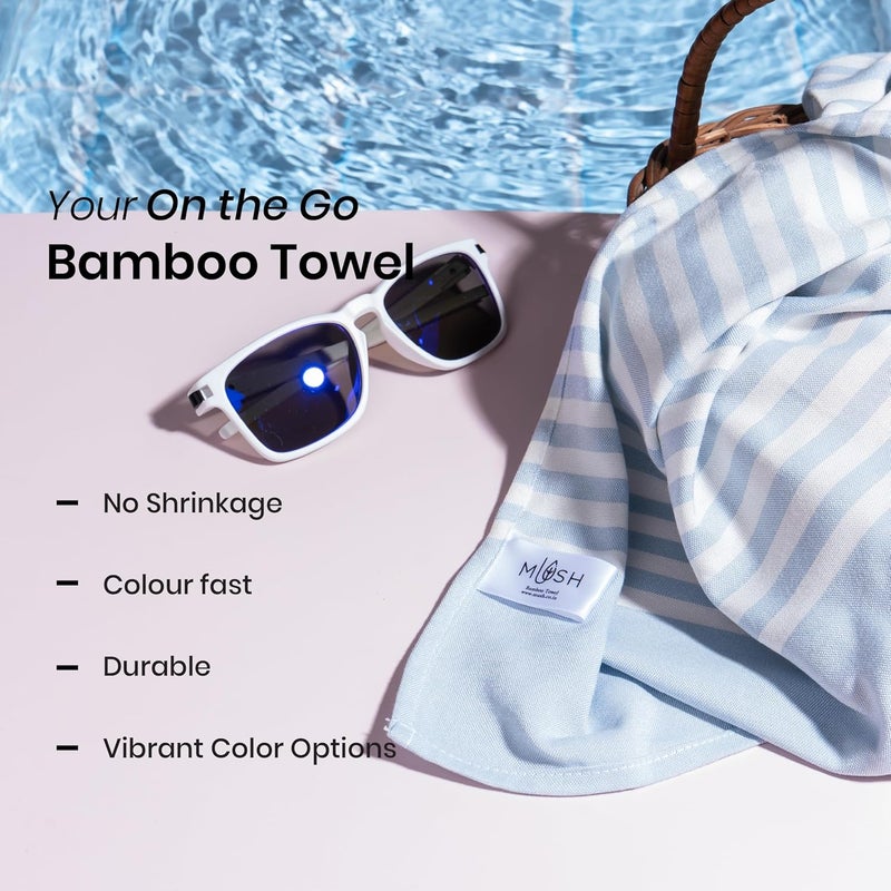Mush Grab & Go Bamboo Travel Towel | 100% Bamboo Bath Towel for Beach, Hiking & Gym Towel for Men Workout | Compact Towels with Travel Bag | 60x120 cms, 250GSM Quick Dry & Featherlight | Muted Blue - Image 4