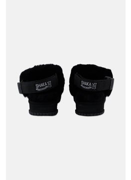 SHAKA Women Weekend Mouton Velcro Faux Fur Sandals, Black  - Image 2