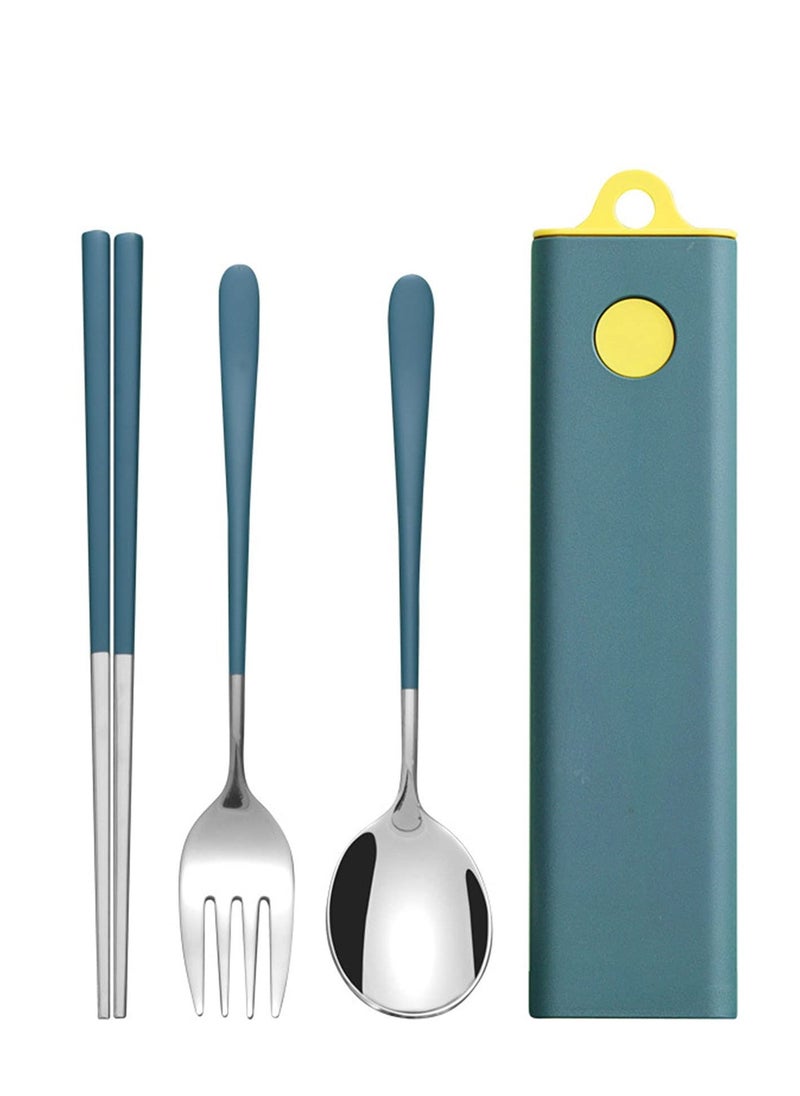 4 Pcs Portable Cutlery Set, Travel Cutlery, Stainless Steel Flatware Set with Case, Fork Spoon Chopsticks Utensils Set, for Home/Office/Party/Travel, Dishwasher Safe - Image 1