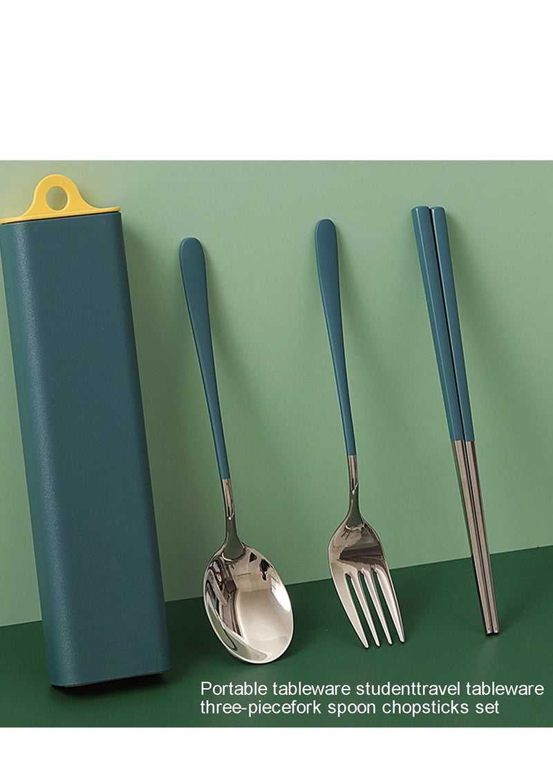 4 Pcs Portable Cutlery Set, Travel Cutlery, Stainless Steel Flatware Set with Case, Fork Spoon Chopsticks Utensils Set, for Home/Office/Party/Travel, Dishwasher Safe - Image 3