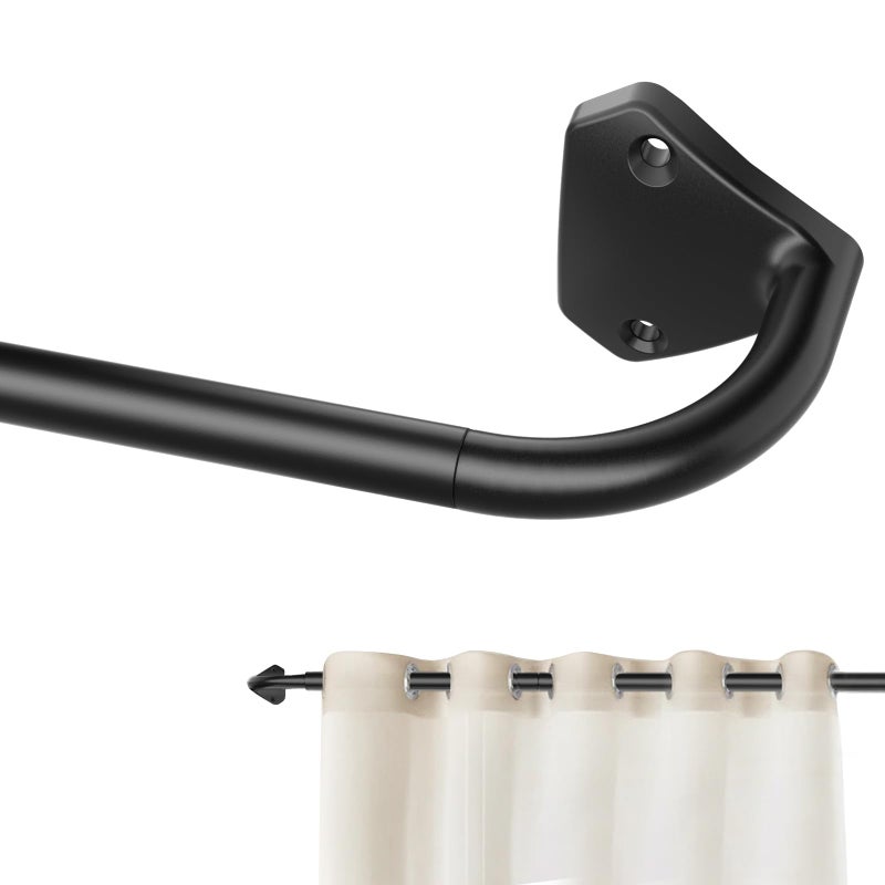 GXOACKJ Black Wrap Around Curtain Rods for Windows 28 to 48 inch, 5/8 inch Industrial Telescoping Blackout Curtain Rods for Bedroom & Outdoor - Image 1
