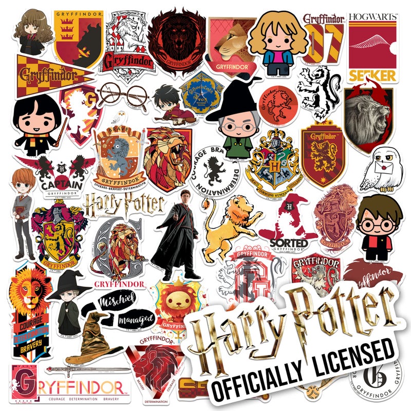 GRAPHICS & MORE Harry Potter Gryffindor Theme Sticker Pack Die Cut Vinyl Large Deluxe Stickers Variety Pack  Laptop Water Bottle Scrapbooking Tablet Skateboard IndoorOutdoor  Set of 50