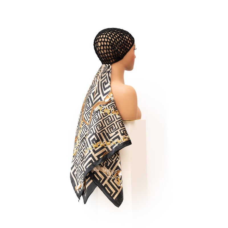 ROSEBONY Wrap Cap Hair Net with Scarf, Heatless Silk Press Hair Care, Shower Cap (color-4) - Image 2