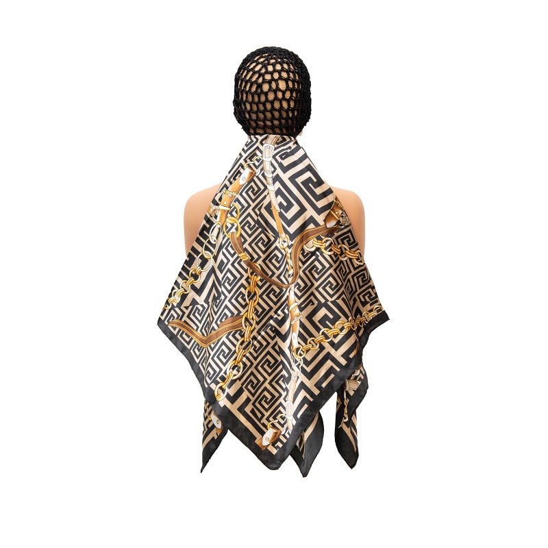 ROSEBONY Wrap Cap Hair Net with Scarf, Heatless Silk Press Hair Care, Shower Cap (color-4) - Image 1