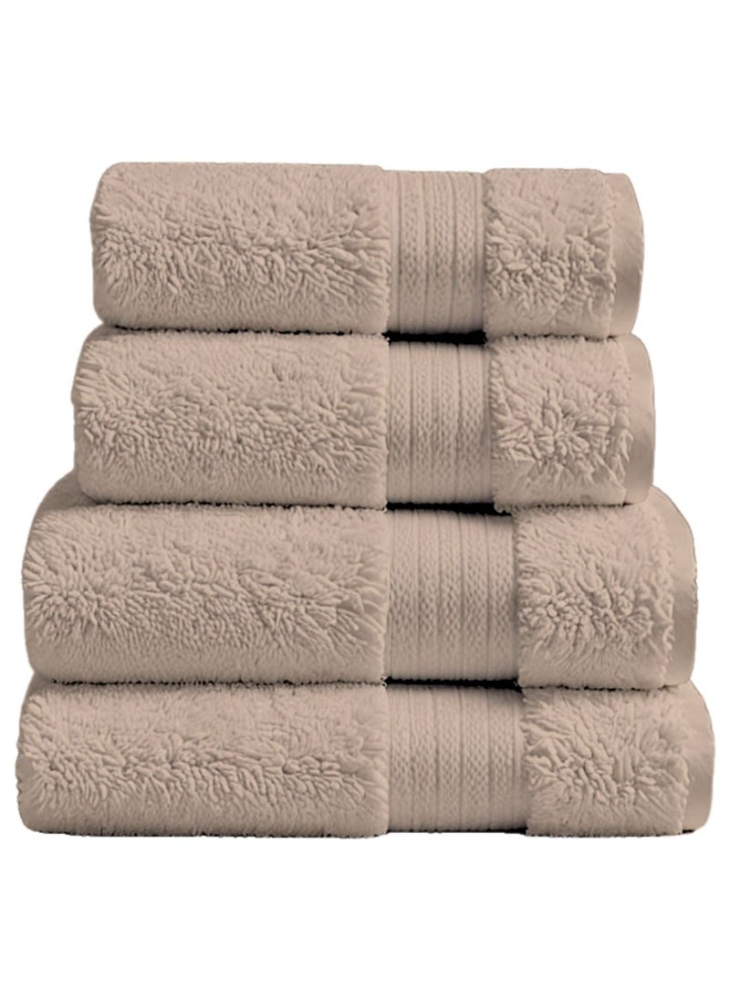 Aten Homeware ATEN Homeware Supreme Egyptian Cotton Bath Towel Set – 4 Piece Set with 2 Large Bath Towels & 2 Hand Towels, Ultra Soft, Highly Absorbent, OEKO-TEX Certified, Made in Egypt - (Colour: Café) - 4 PIECES  - Image 1