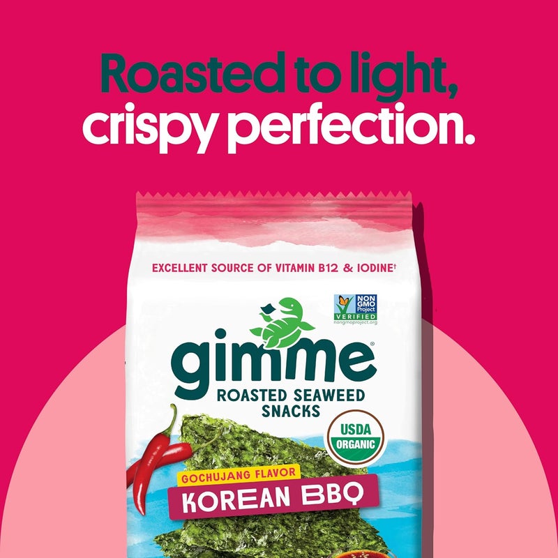 Gimme وجبات خفيفة من الأعشاب البحرية المحمصة بنكهة الشواء الكوري - 12 قطعة - Image 4