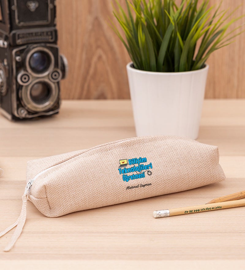 Hediye Dükkanı Gift Shop Personalized IT Teacher Linen Cloth Pencil Holder