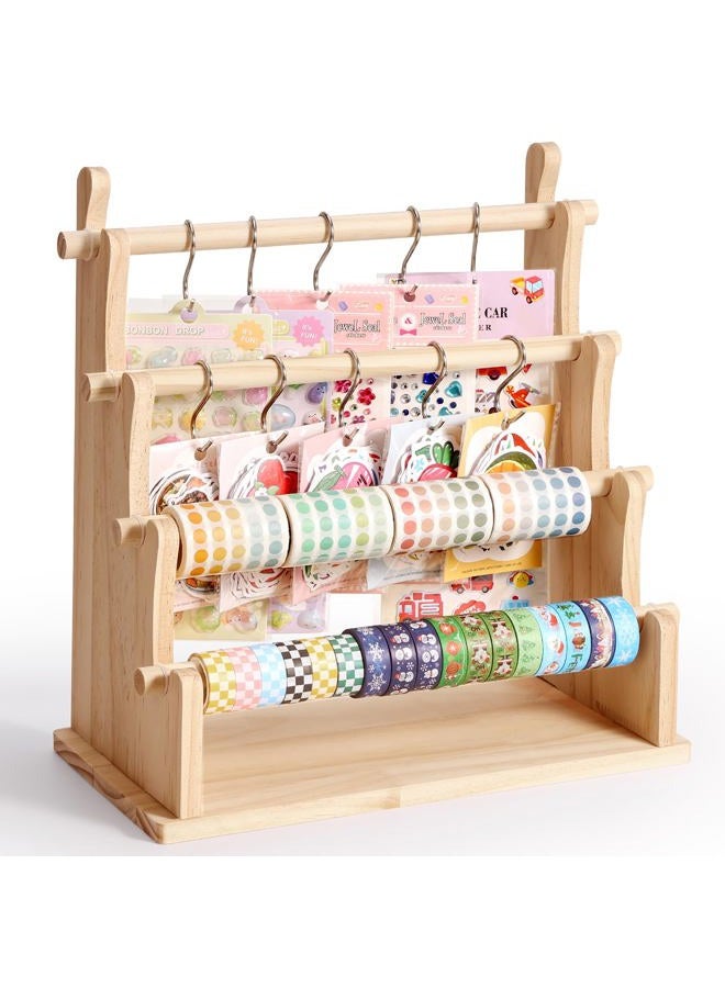 Caydo Washi Tape Organizer & Sticker Organizer, 4-Tier Wooden Display Rack - Image 1