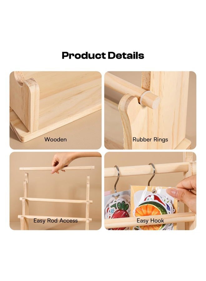 Caydo Washi Tape Organizer & Sticker Organizer, 4-Tier Wooden Display Rack - Image 5