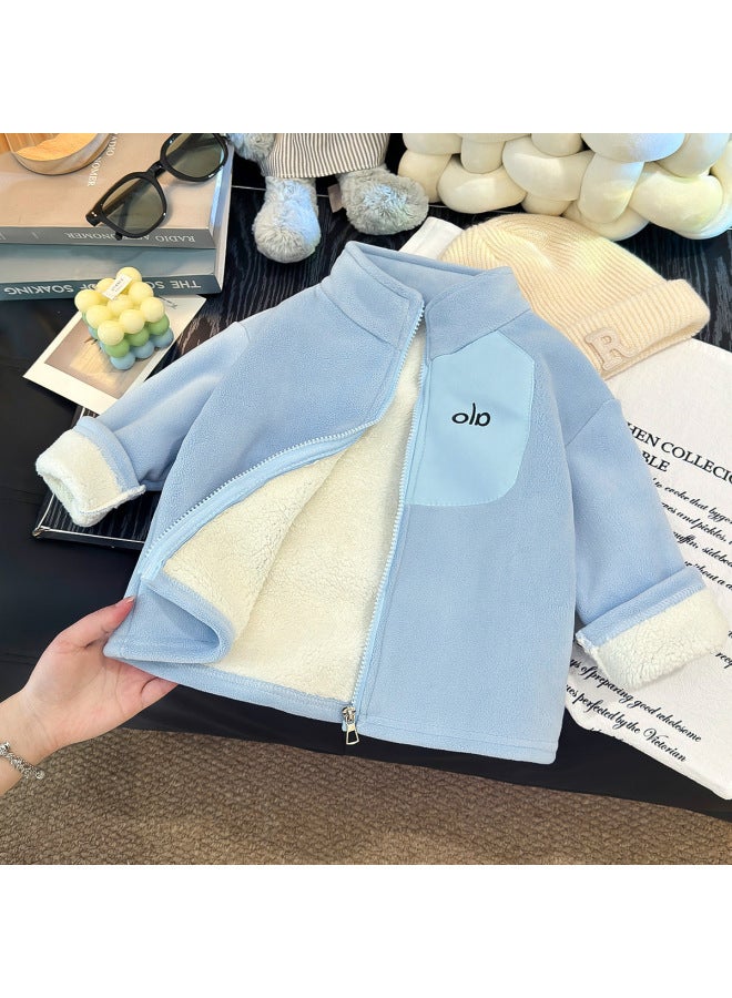 Winter New Kidsren's Polar Fleece Jacket  Boys And Girls Fashionable Stand-up Collar Baby Fleece-lined Versatile Top