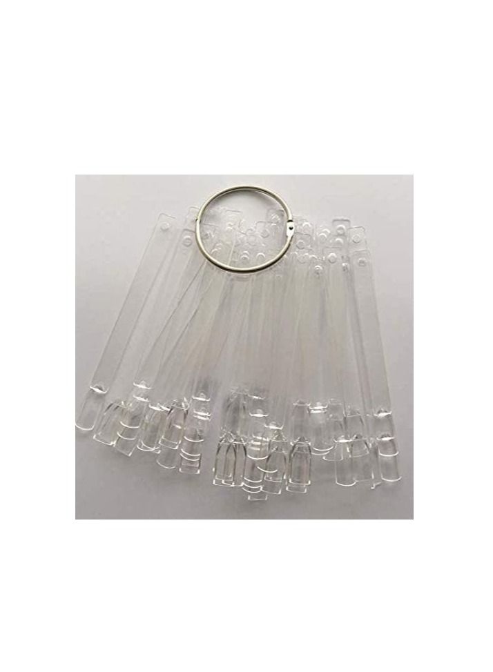 أوريتي ORiTi 50 PCS شفاف پنکھے کی شکل والی نیل آرٹ ٹپس ڈسپلے پولش بورڈ ڈسپلے پریکٹس اسٹکس ٹول (شفاف) - Image 3