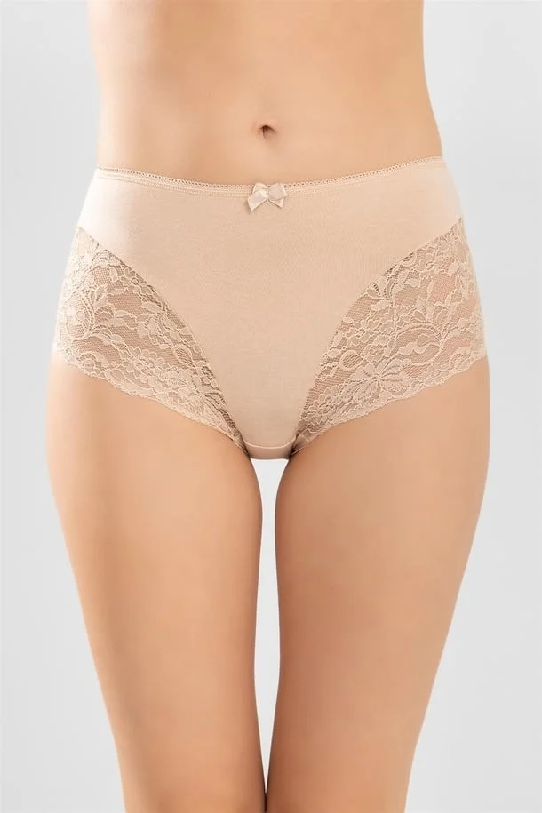 Baykar Women's High Waist Lace Side Panties 3-Piece Set 8924 Skin Color