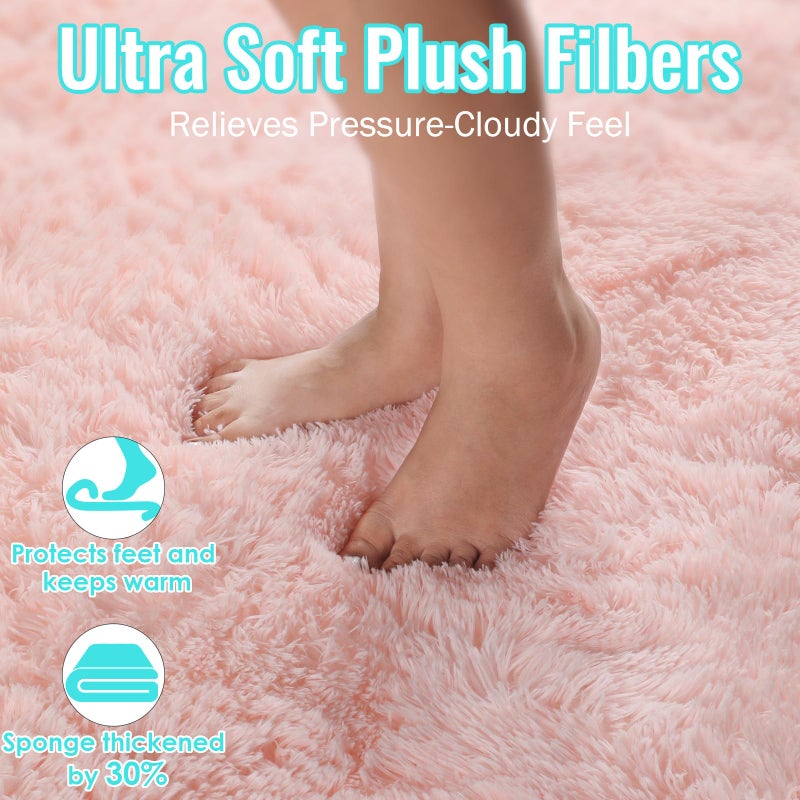 PAGISOFE 3x5 Pink Fluffy Shag Area Rugs for Bedroom, Bedside Preppy Dorm Area Rug, Soft Fuzzy Shaggy Rugs for Living Room Girls/Kids Bedroom Nursery Home Decor, Anti-Skid Durable Rectangular Fuzzy Rug - Image 5