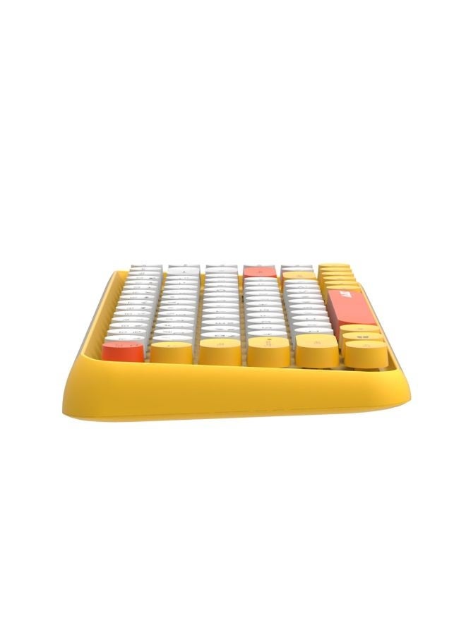 Wireless Bluetooth keyboard, Cute Mini 84-key Compact Keyboard, 2.4GHz wireless connect, Typewriter ABS Retro Round Key Caps, Matte Panel, Ergonomic Design for PC Computer Laptops Yellow - Image 2