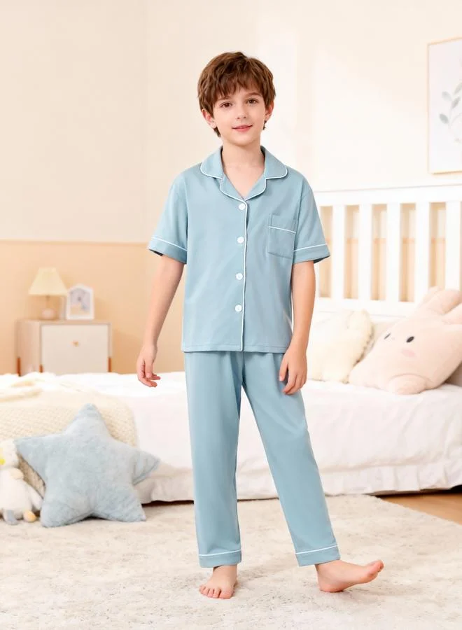Take Two Boys Light Blue Short Sleeve Shirt and Pyjama Set