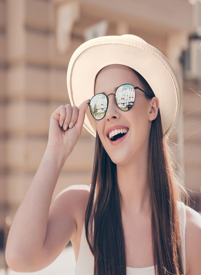 JaGely 4 Pcs Felt Hats for Women Wide Brim Felt with Belt Buckle Vintage Panama Boho Jazz Hat for Burning Wedding Tea Party (Khaki,Black,Brown,Beige with Black Belt) - Image 5