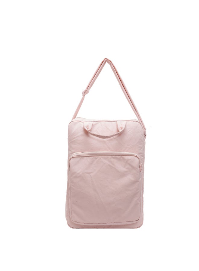 Large Capacity Women's Shoulder Bag Tablet Computer Bag Handbag File Storage Crossbody Bag Waterproof Nylon Urban Minimalist Style-Color:light Pink-Dimensions:Width 26 Thickness 8 Height 39  - Image 1