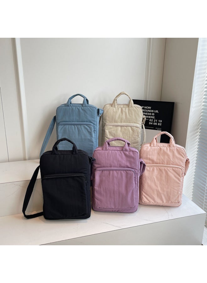 Large Capacity Women's Shoulder Bag Tablet Computer Bag Handbag File Storage Crossbody Bag Waterproof Nylon Urban Minimalist Style-Color:light Pink-Dimensions:Width 26 Thickness 8 Height 39  - Image 4