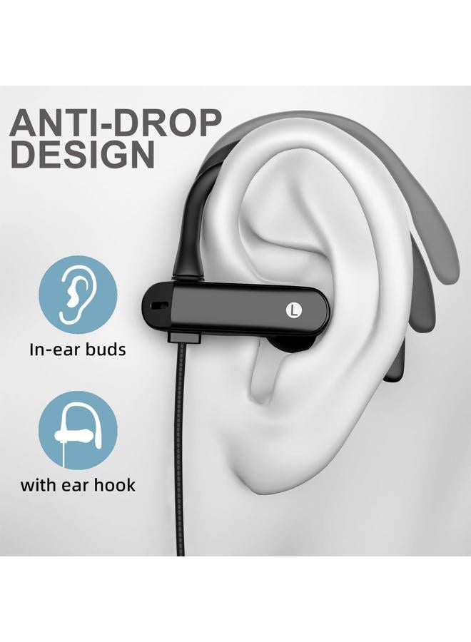 ASKUBSKU 3.5mm Headphones Sport Wired Earbuds with Microphone Noise Cancelling Earphone HiFi Stereo Over Ear Buds Wired Plug in with Ear Hook for Samsung Galaxy A15 A03s A14 S10 A12 Moto Switch MP3 Running Fit - Image 2