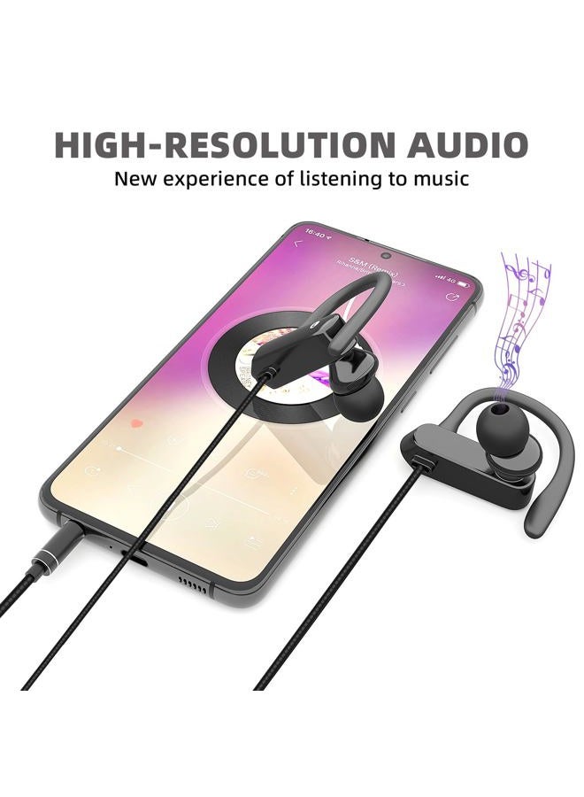 ASKUBSKU 3.5mm Headphones Sport Wired Earbuds with Microphone Noise Cancelling Earphone HiFi Stereo Over Ear Buds Wired Plug in with Ear Hook for Samsung Galaxy A15 A03s A14 S10 A12 Moto Switch MP3 Running Fit - Image 3