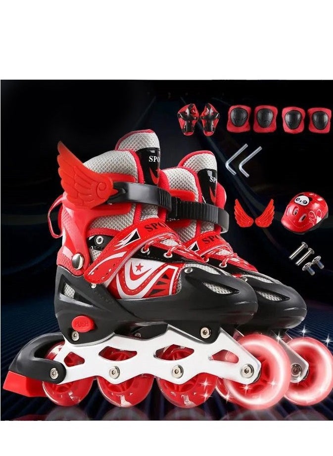 Spall Full Set Single Flash Children′s Roller Skates Adult Roller Skates Adjustable Skates 