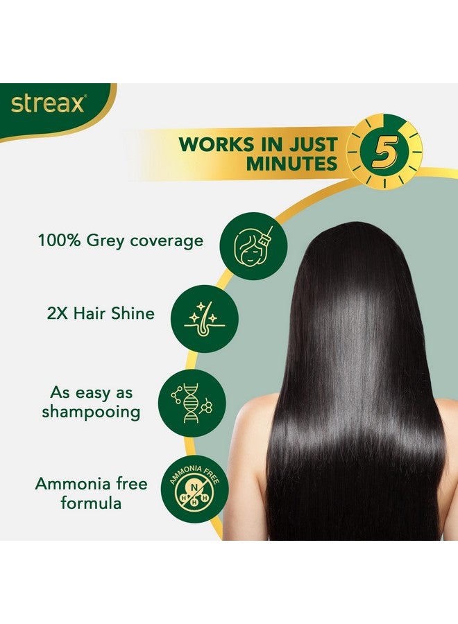 Streax Insta Shampoo Hair Colour For Women And Men, Natural Black - Pack Of 5 | 100% Grey Coverage In 5 Minutes | Long Lasting, Easy To Use - Image 2