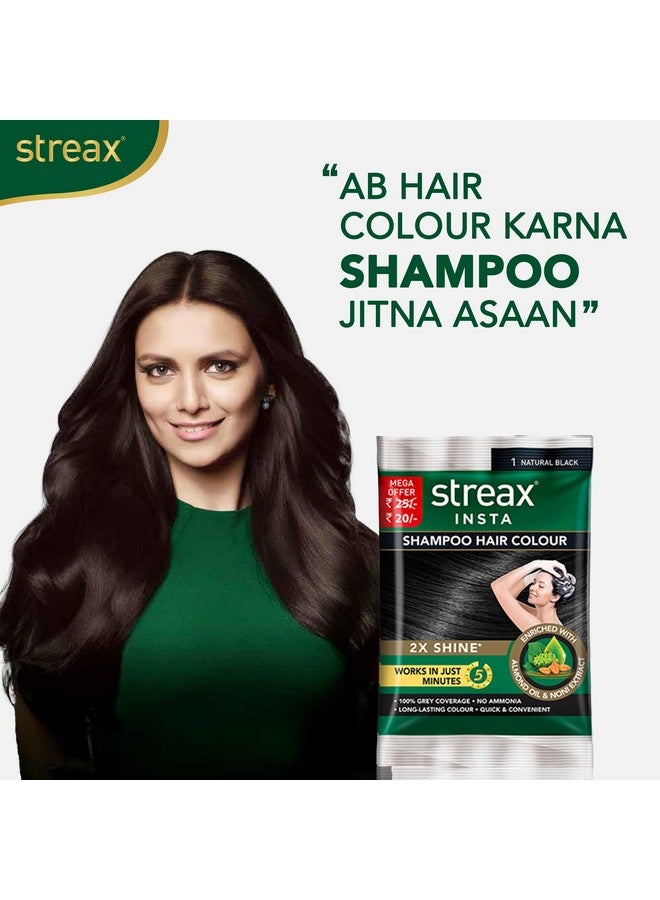 Streax Insta Shampoo Hair Colour For Women And Men, Natural Black - Pack Of 5 | 100% Grey Coverage In 5 Minutes | Long Lasting, Easy To Use - Image 3