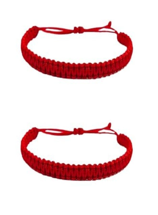 SUSVIJ Handmade Black Thread Evil Eye Bracelet – Adjustable Protection Nazar Bracelet Set for Men, Women, Boys & Girls | Kala Dhaga Survival Bracelets | Unisex Spiritual Jewelry (Red_2) - Image 1