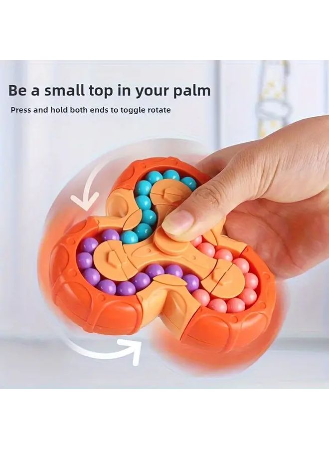 Blue 3 In 1 Bean Puzzle Toy With Finger Rotation And Colorful Beads Educational Play - Image 5